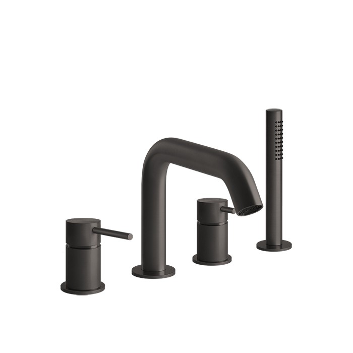 Gessi Смеситель для ванны на 4 отв., с переключателем, изливом и шлангом 1,50 м, 316, 54037#707 цвет: brushed black metal pvd