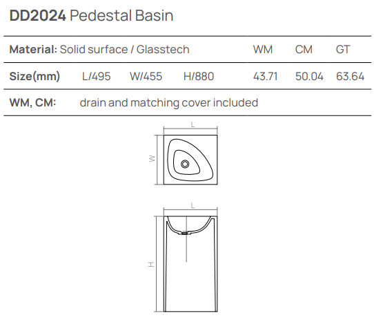 Раковина напольная 490х450хh880 мм, DEA DESIGN Pedestal Basin, синий арт. DD2024 495 R7