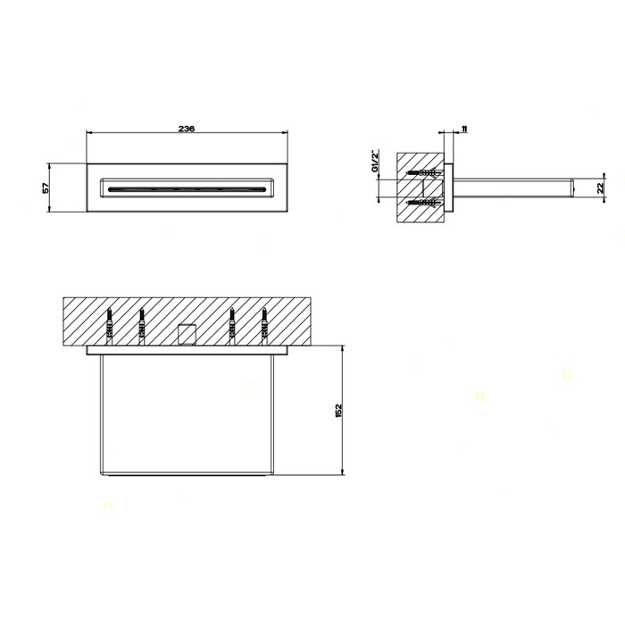 Gessi Каскадный излив для душа настенный, для монтажа с удаленным управлением, Shower316, 20293#239 цвет: шлифованная сталь