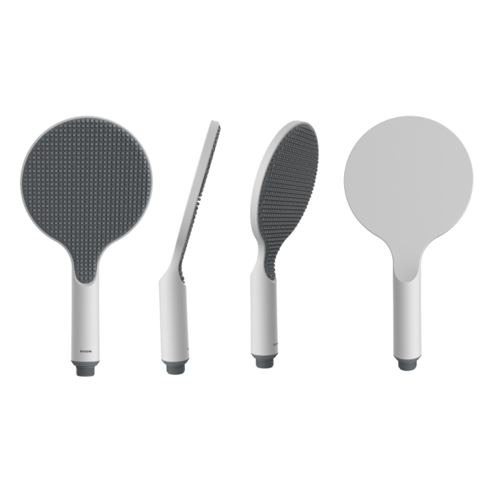 Bossini наружная часть термостатического смесителя для душа на 2 потребителя, с ручным душем, вентилями и шлангом, apice, серый арт. z00521.045