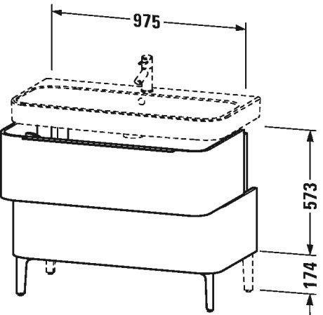 Duravit тумба напольная под раковину, happy d.2, h2637402222 цвет: белый глянцевый