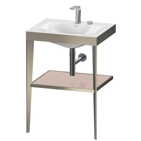 Duravit напольная консоль xviu/c-bonded 600 мм х 850 мм, с умывальником viu, xviu, xv4714eb110 цвет: матовое шампанское/абрикосово - жемчужный лак
