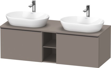 Duravit тумба подвесная под две раковины 1400 мм х 550 мм и открытой полкой, d-neo, de4950b4343 цвет: базальт матовый