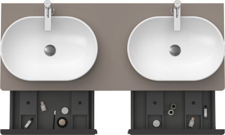 Duravit тумба подвесная под две раковины 1400 мм х 550 мм и открытой полкой, d-neo, de4950b4343 цвет: базальт матовый