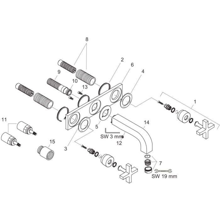 AXOR смеситель для раковины, скрытого монтажа, Citterio, шлифованное красное золото арт. 39144310