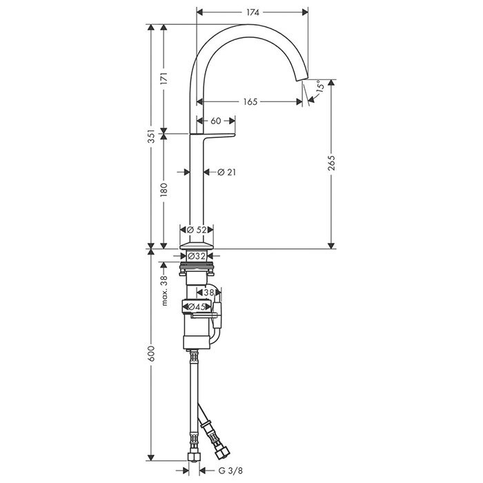 AXOR смеситель для накладной раковины, One, хром арт. 48030000
