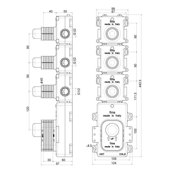 Fima Carlo Frattini внутренняя часть для термостатического смесителя, fimathermbox, арт. f2463