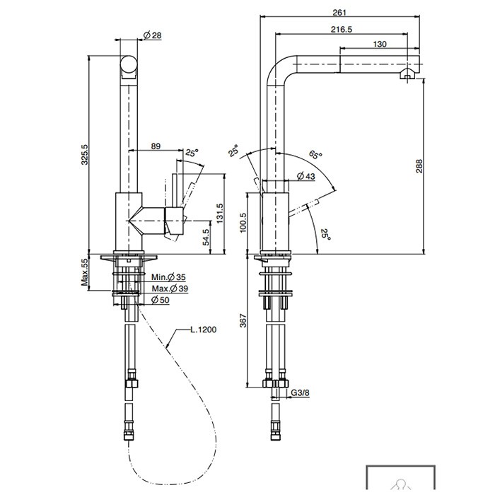 Fima Carlo Frattini смеситель для кухни, на 1 отв., kitchen, нержавеющая сталь арт. f7025/binox