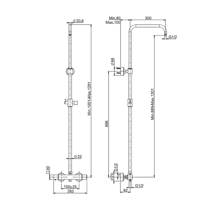 Fima Carlo Frattini душевая стойка: термостатический, внешнего монтажа, с душевой стойкой wellness, хром арт. f4255scr