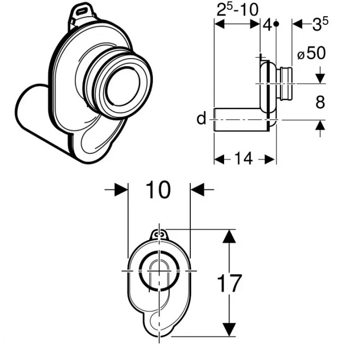 LAUFEN сифон для писсуара, ALESSI - 8.9418.1.000.000.1