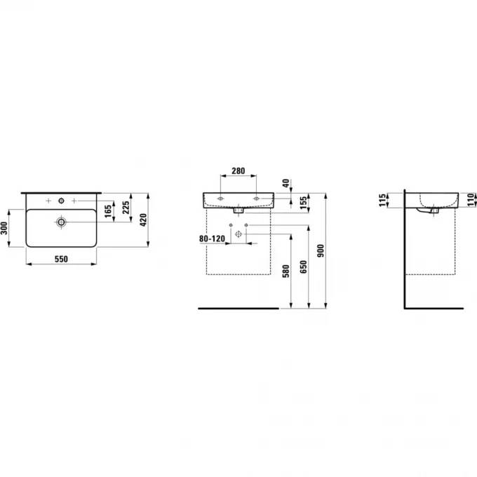 LAUFEN раковина 55x42, VAL - 8.1028.2.000.104.1