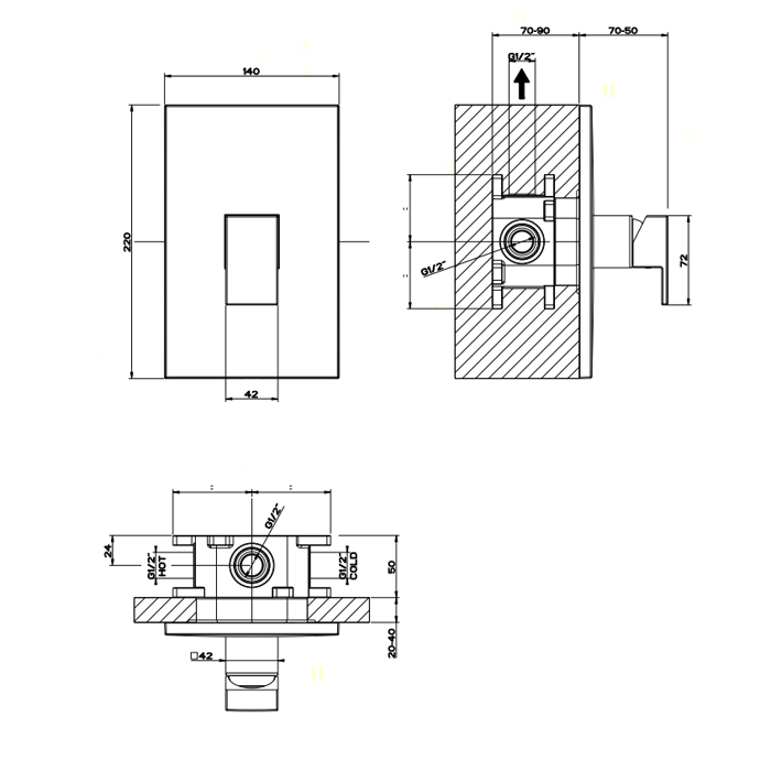 Gessi Встраиваемый однорычажный смеситель, Rettangolo, 44602#031 цвет: хром