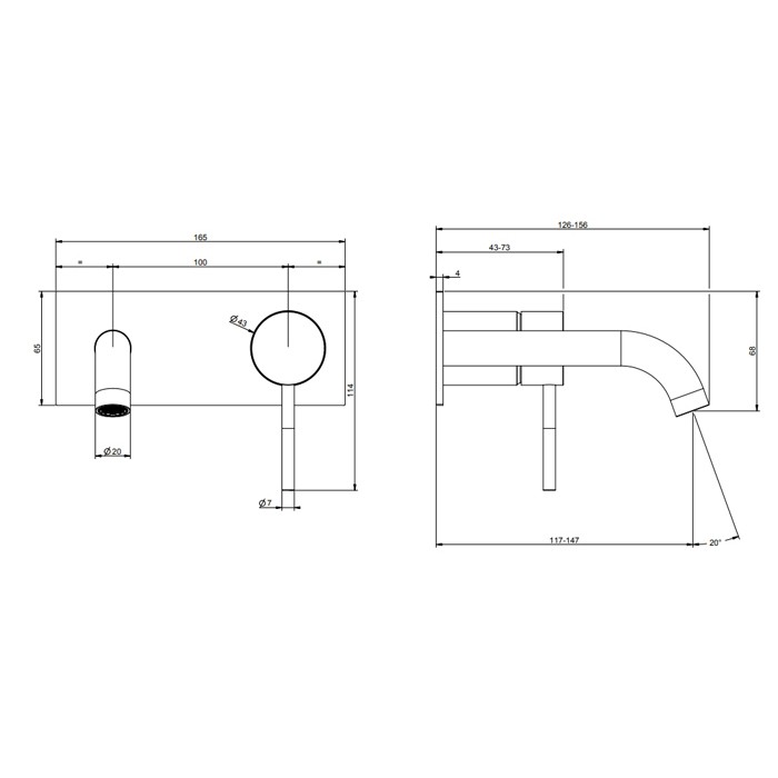Gessi Смеситель для раковины, встраиваемый, с изливом 14.7см., (внешние части), 316, 54088#299 цвет: black xl
