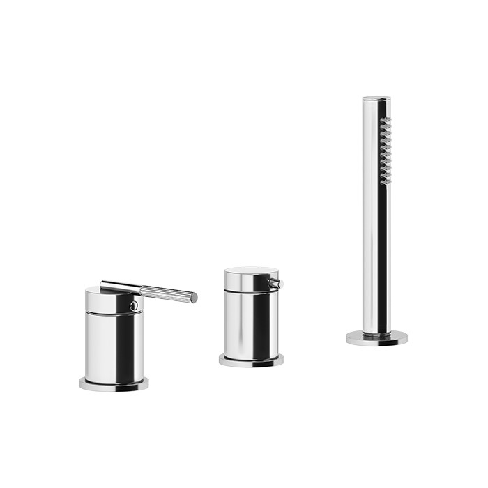 Gessi Смеситель для ванны на 3 отверстия наполнение через слив-перелив, лейка, Ingranaggio, 63547#031 цвет: хром