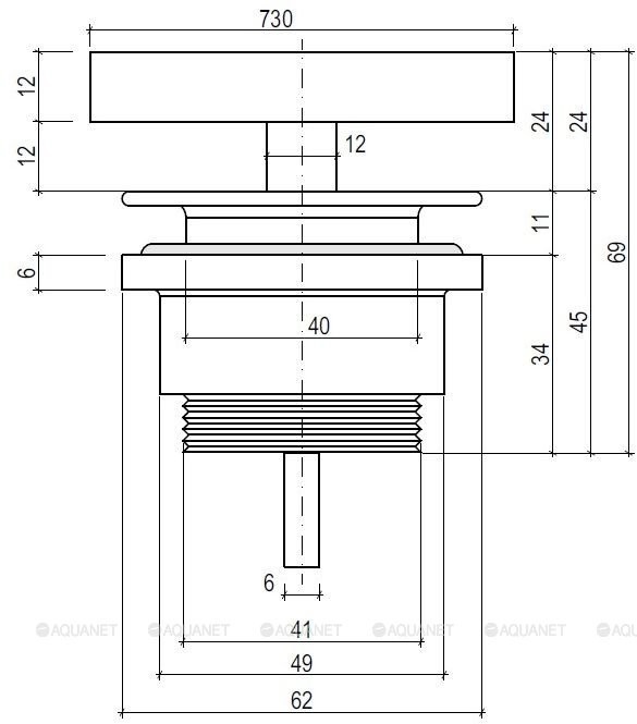 Salini донный клапан для раковины фиксированный, 16621rg цвет: матовый белый