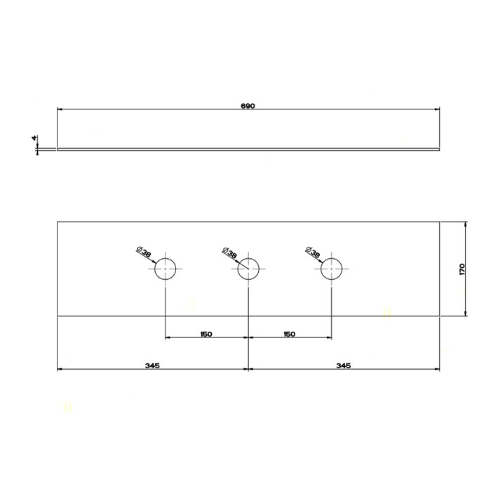 Gessi Пластина на 3 отверстия для монтажного бокса, Bath316, 54593#239 цвет: шлифованная сталь