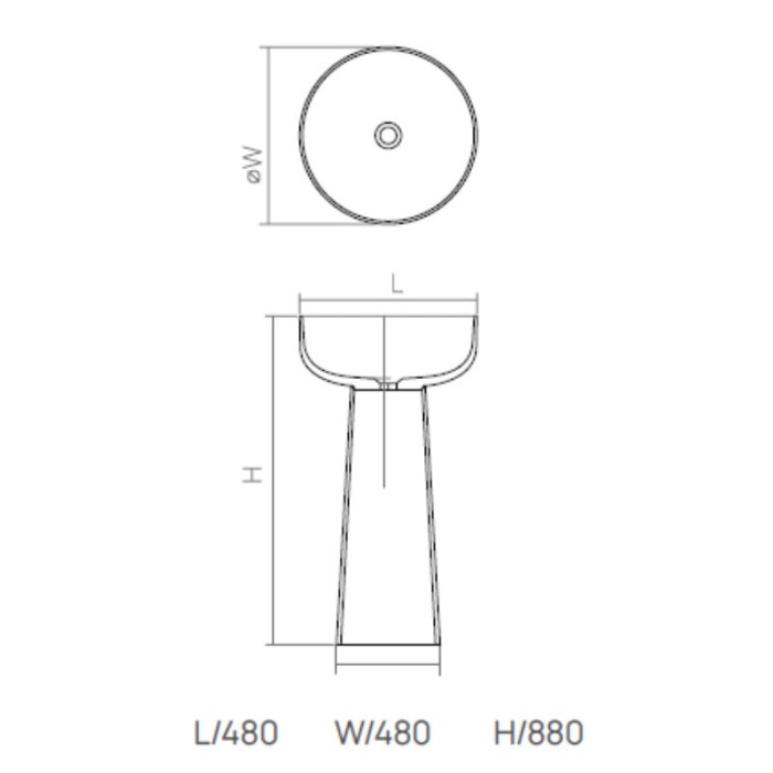 Раковина напольная 48 см, из искусственного камня, DEA Design Pedestal Basin, белый арт. DD2027 480 18