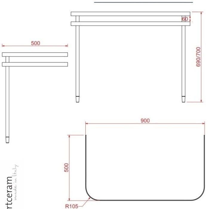 ArtCeram консоль под раковину, aza003 71 01 bi/cr azuley цвет: белый глянцевый