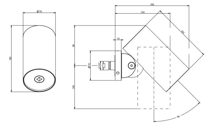 Gessi Верхний душ d7.9см., с настенным креплением, распыление, 316, 57205#707 цвет: black metal brushed pvd