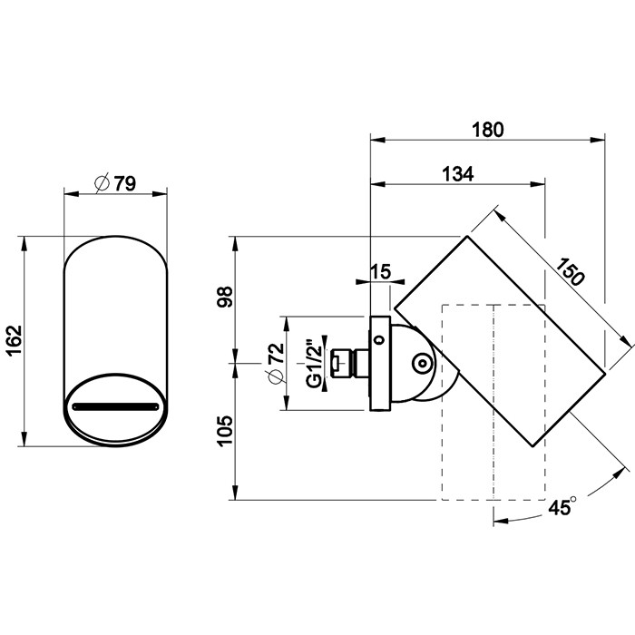 Gessi Верхний душ d7.9см., с настенным креплением, водопад, 316, 57283#239 цвет: steel brushed