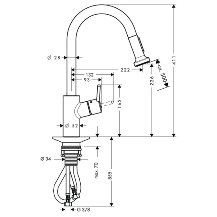 Hansgrohe смеситель для кухни с выдвижным душем, Talis S, нержавеющая сталь арт. 14877800