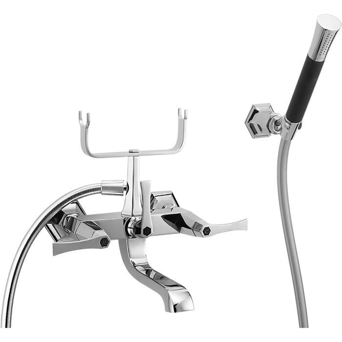 Cisal смеситель для ванны двухрычажный, с душевым комплектом cf0000606t cherie, цвет: хром