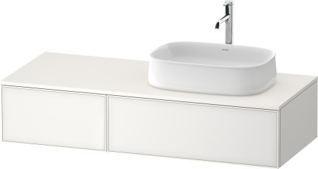 Duravit тумба подвесная с вырезом под раковину справа 550 мм х 1300 мм х 281 мм, zencha, ze4817064840000 цвет: белое стекло/белый суперматовый