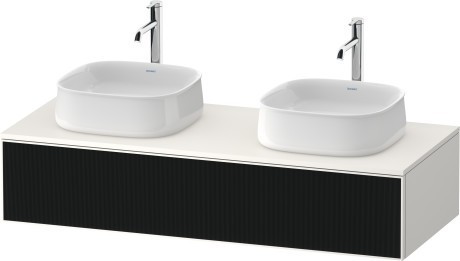 Duravit тумба подвесная под две раковины 550 мм х 1300 мм х 281 мм, zencha, ze4813b63840000 цвет: чёрное стекло/белый суперматовый
