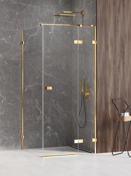 Душевое ограждение shine p 90x90x200, New trendy Avexa gold, золото арт. EXK-1661