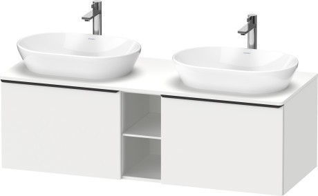 Duravit тумба подвесная под две раковины 1400 мм х 550 мм и открытой полкой, d-neo, de4950b1818 цвет: gres pietra grey opaco