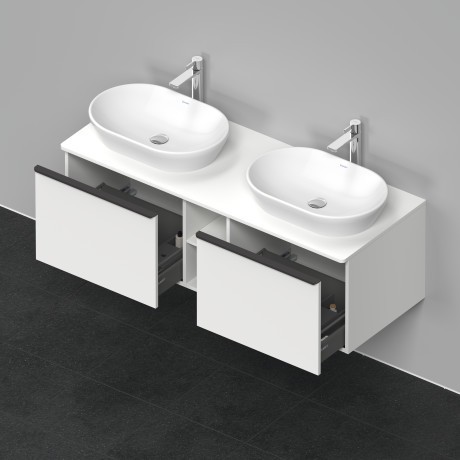 Duravit тумба подвесная под две раковины 1400 мм х 550 мм и открытой полкой, d-neo, de4950b1818 цвет: gres pietra grey opaco