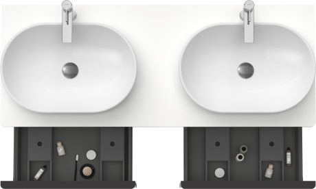 Duravit тумба подвесная под две раковины 1400 мм х 550 мм и открытой полкой, d-neo, de4950b1818 цвет: gres pietra grey opaco