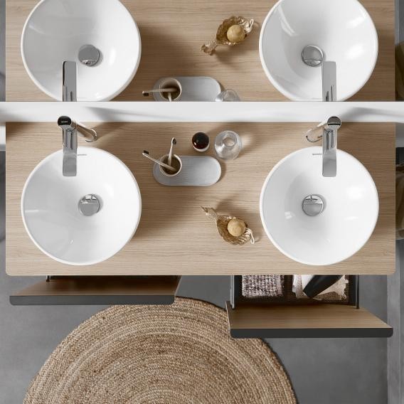 Duravit тумба подвесная под две раковины 1400 мм х 550 мм и открытой полкой, d-neo, de4950b1818 цвет: gres pietra grey opaco