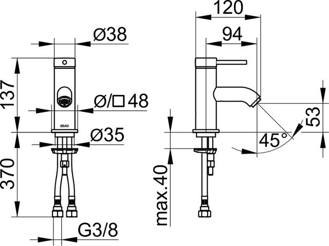 Keuco смеситель однорычажный для раковины без донного клапана, ixmo, хром арт. 59504 012100