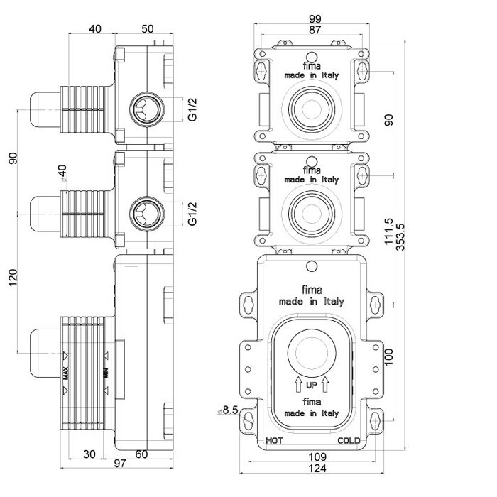Fima Carlo Frattini внутренняя часть для термостатического смесителя, fimathermbox, арт. f2462