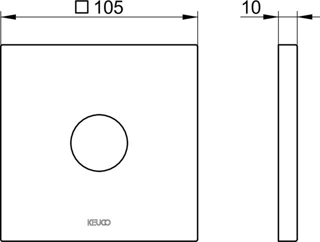 Keuco настенная розетка квадратная для излива для ванны и соединения-вывода для шланга 105 мм, ixmo, черный матовый арт. 59545 370092