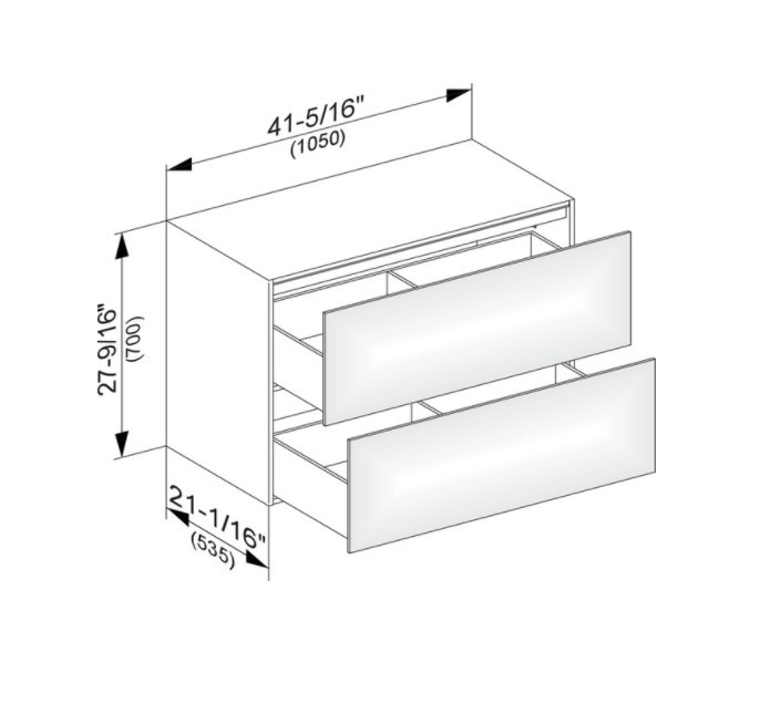 Keuco тумба боковая подвесная с двумя выдвижными фронтами, с внутренней светодиодной подсветкой, edition 11, белый арт. 31325 380100