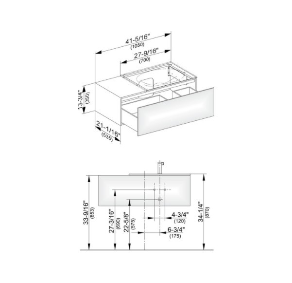 Keuco тумба подвесная под раковину справа edition с одним выдвижным фронтом, edition 11, антрацит арт. 31154 110000