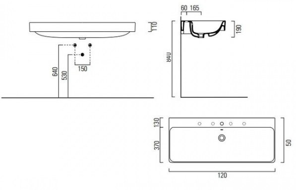 GSI Подвесная раковина 120х50х19 см, санфаянс, Sand - 9024111