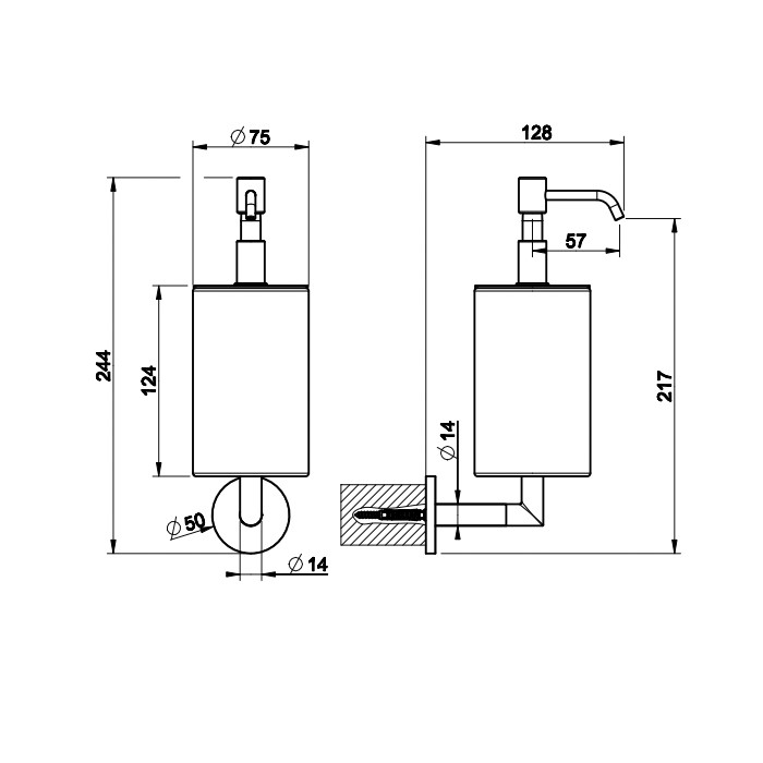 Gessi Дозатор для жидкого мыла настенный черный, Anello, 63714#031 цвет: хром