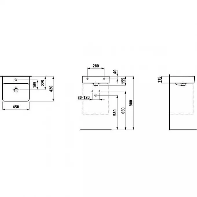 LAUFEN раковина 45x42, VAL - 8.1528.1.000.104.1