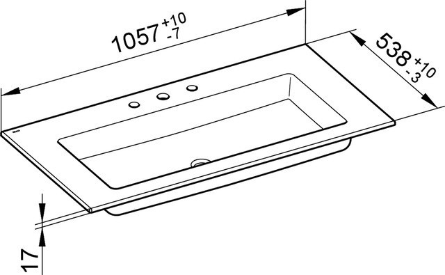 Keuco раковина подвесная встраиваемая с тремя отверстиями под смеситель, со сливом-переливом, royal 60, белый арт. 32150 311003