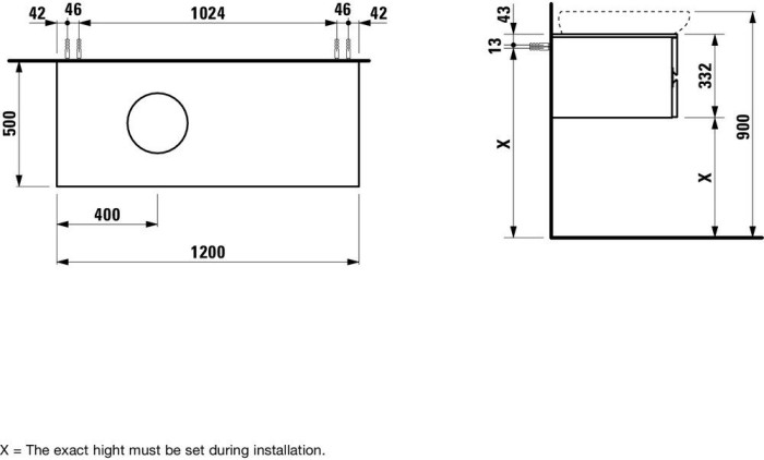 LAUFEN шкафчик 1200 мм, для 818971, IL BAGNO ALESSI ONE - 4.2412.1.097.631.1