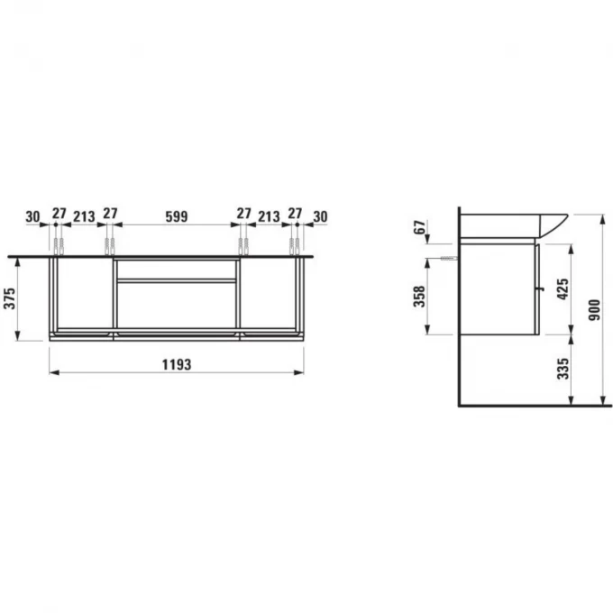 LAUFEN тумба под раковину 120x38, CASE - 4.0130.2.075.463.1