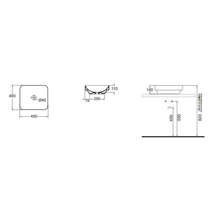 Azzurra Раковина 40x45 Elegance, ELLG045400S0BI/(ESO45 bi)*0 цвет: белый