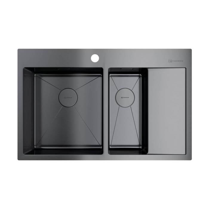 Omoikiri кухонная мойка Akisame 78-2-L, вороненая сталь арт. 4973101
