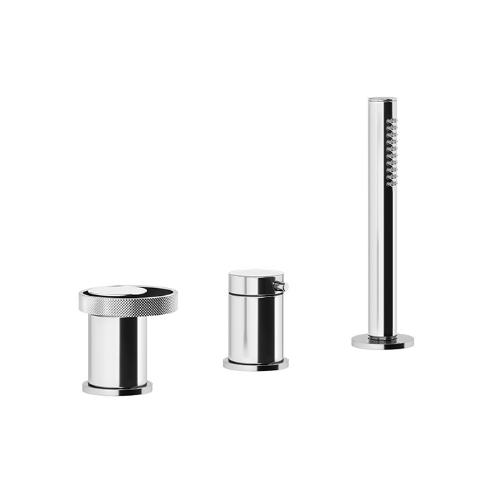 Gessi Смеситель для ванны на 3 отверстия, девиатор, шланг, лейка. Наполнение через слив-перелив, Anello, 63347#031 цвет: хром