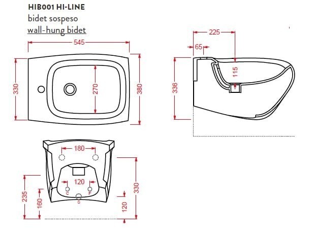 ArtCeram биде (подвесное), hib001 01 00 hi-line цвет: белый глянцевый
