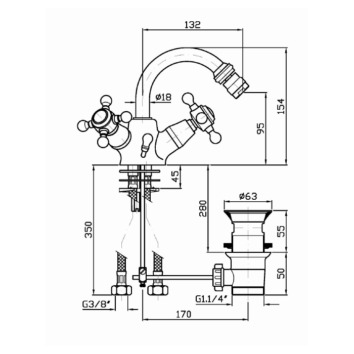 Zucchetti смеситель для биде с одним отверстием, agora, хром арт. zag364