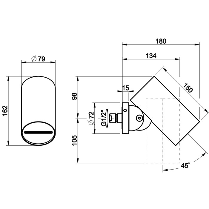 Gessi Верхний душ d79 мм., с настенным креплением, водопад, 316, 57285#239 цвет: steel brushed